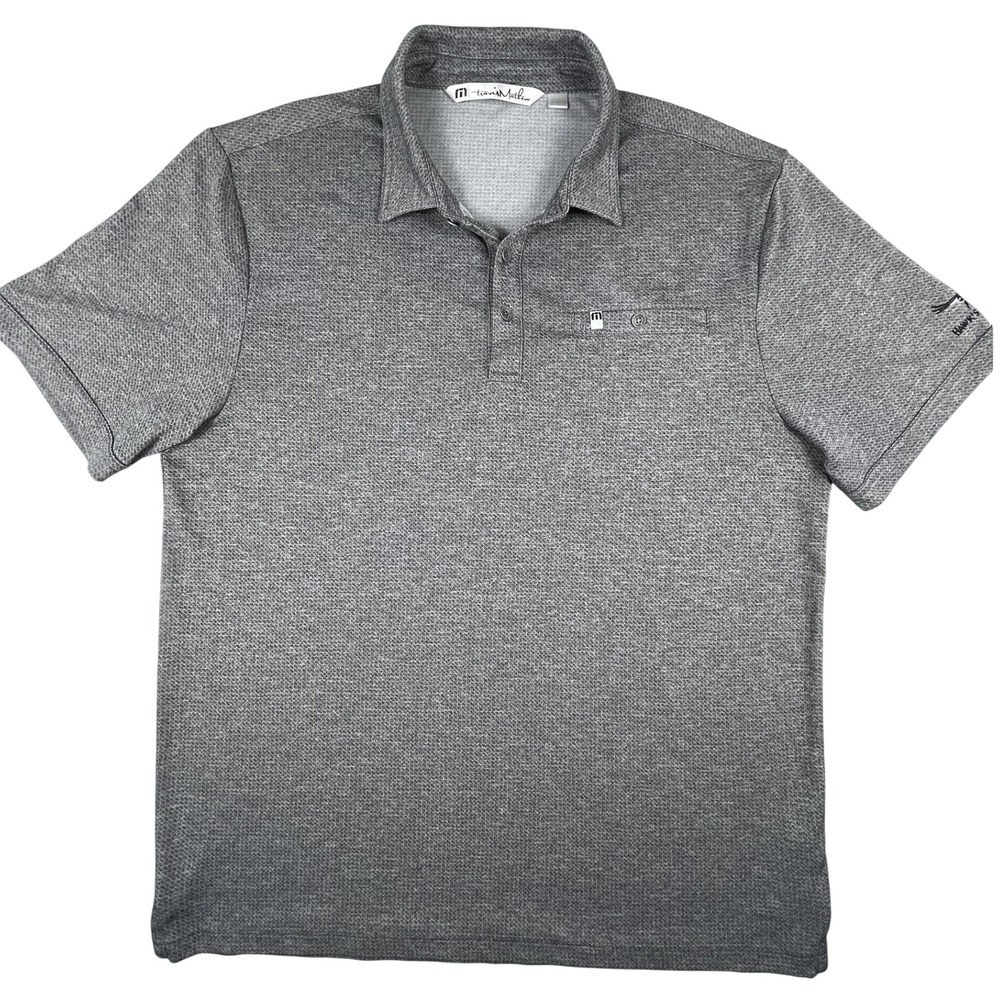 TravisMathew Polo Shirt Mens Large Grey Hawk's Landing Golf Performance Pocket